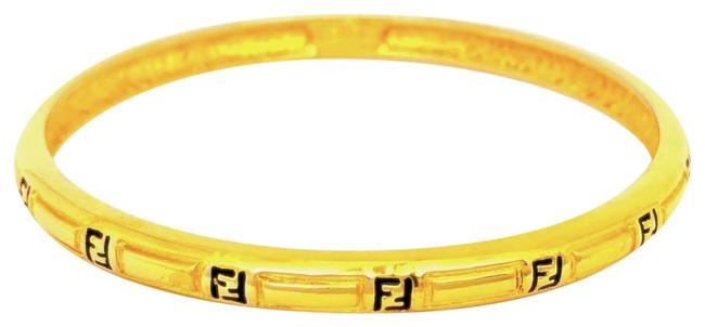 Fendi Gold Vintage Zucca Enameled Bangle In Excellent Condition Bracelet