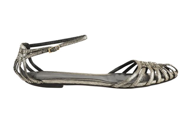 Fendi Gold Woven Metallic Sandals 