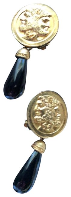 Fendi Gold Black Tone Clip Earrings