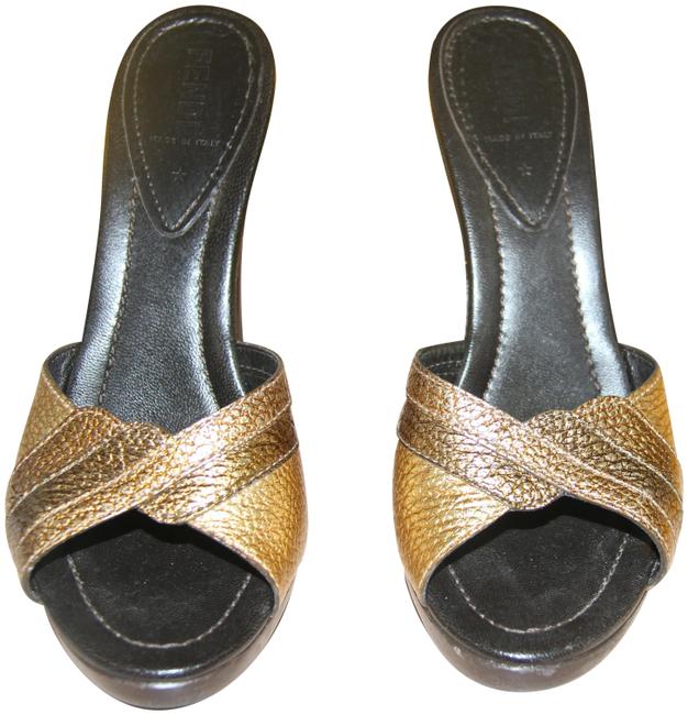 Fendi Gold Bronze Sandals 
