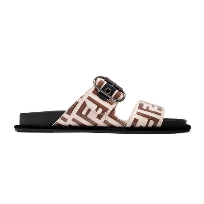 Fendi Logo Embossed Leather Sandals 