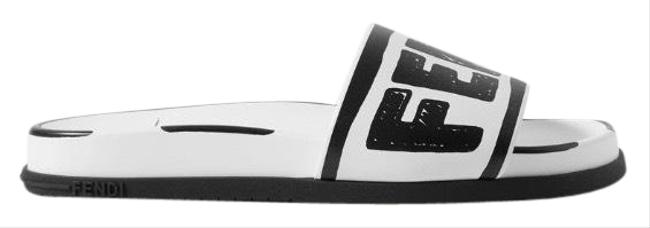 Fendi Logo Printed Leather Slides Sandals 