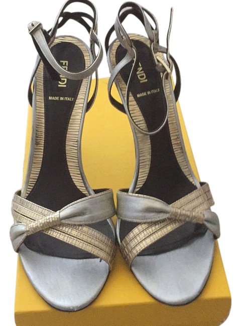 Fendi Metallic Gold and Silver Sandals 