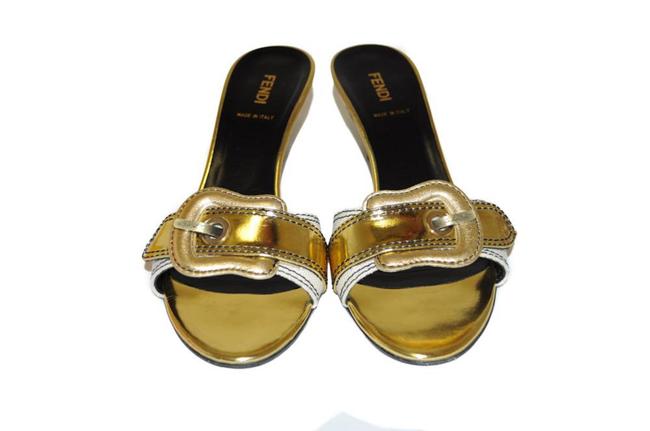 Fendi Metallic Gold Slide 8.5 Sandals 