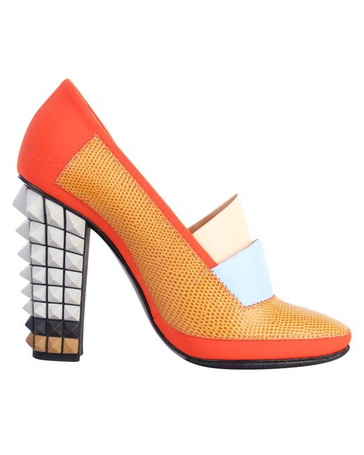 Fendi Multicolor Blocks Pyramides Spiked Heel Pumps 