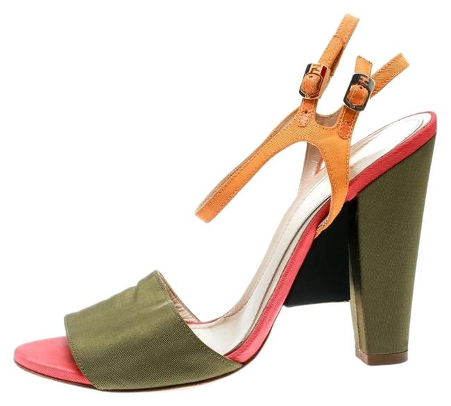 Fendi Multicolor Fabric Ankle Strap Block Sandals 