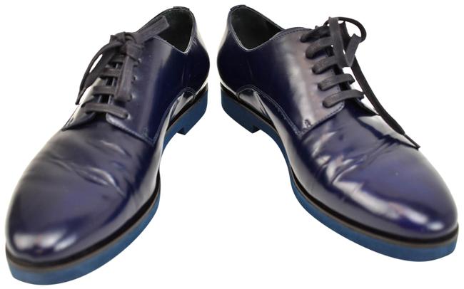 Fendi Navy Blue Leather Oxford Flats 