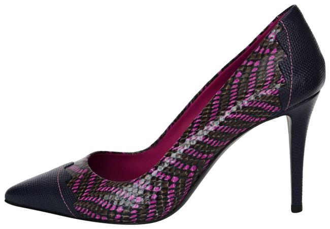 Fendi Navy Magenta Decollete Carbone Rib Pumps 