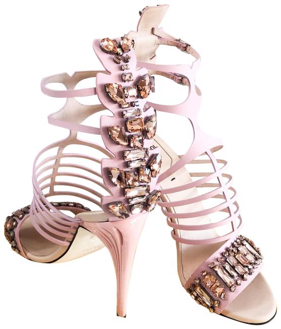 Fendi New Crocodile Crystal Embellished Cage Sandals 