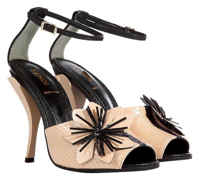 Fendi Nude Flower Embellished Sandals 
