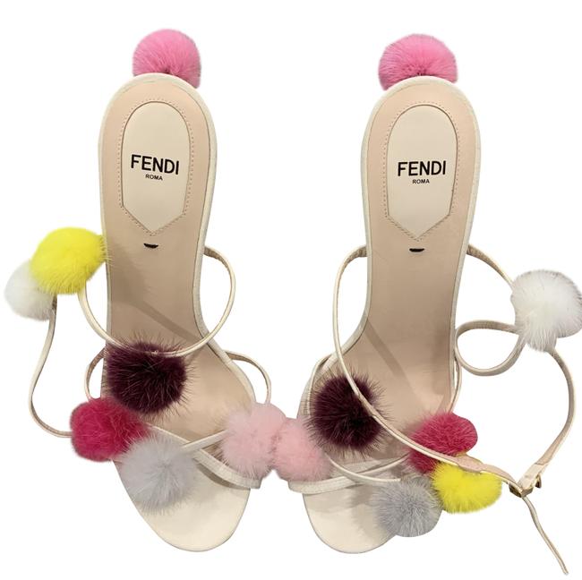 Fendi Nude Pon Pon Sandals 
