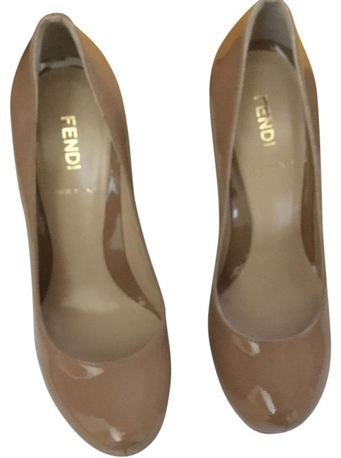 Fendi Nude Taupe Decolette Vernice Platforms 
