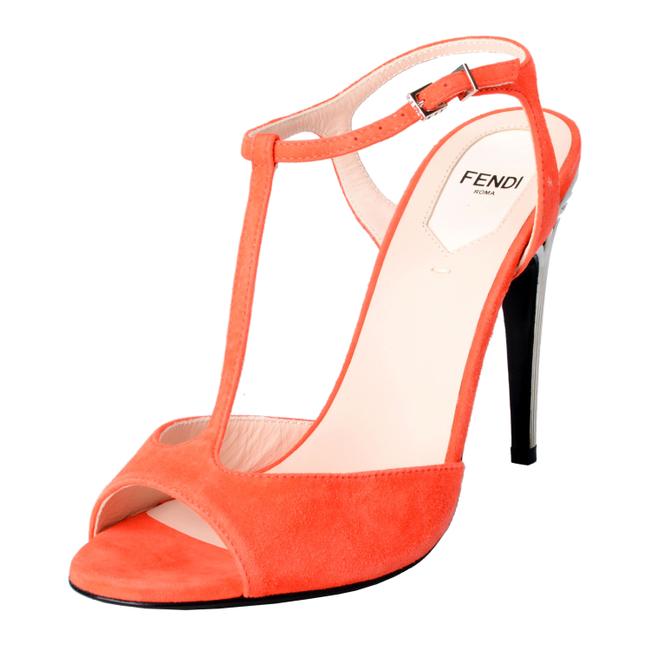 Fendi Orange Women s Suede Open Toe T strap High Sandals 