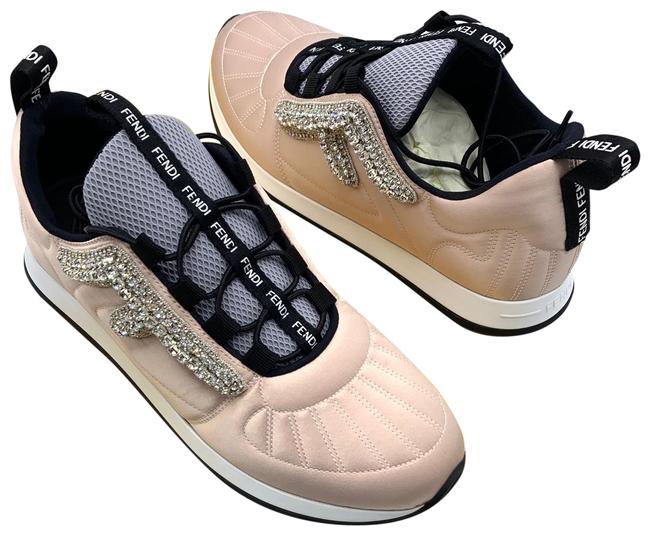 Fendi Pale Pink Crystal Logo Satin Ffreedom Sneakers 