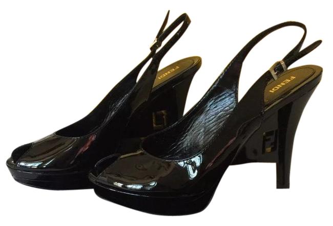 Fendi Patent Leather Slingbacks Wedges 