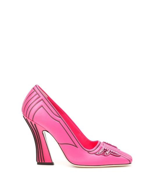 Fendi Pink Freedom Cr New Crystal 9 Pumps 
