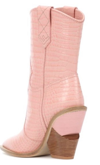 Fendi Pink Leather Cowboy Boots Booties 