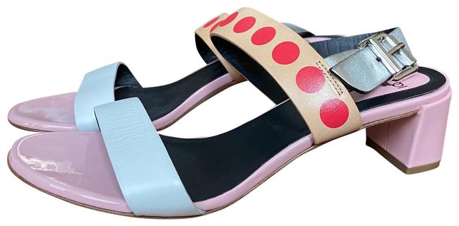 Fendi Pink White Leather Ankle Strap Sandals 