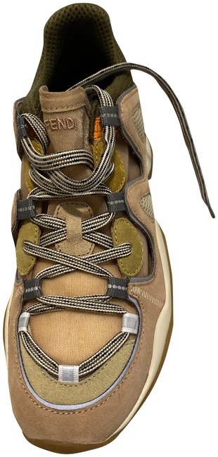 Fendi Pink385 Mixed media Chunky Leather Sneakers 