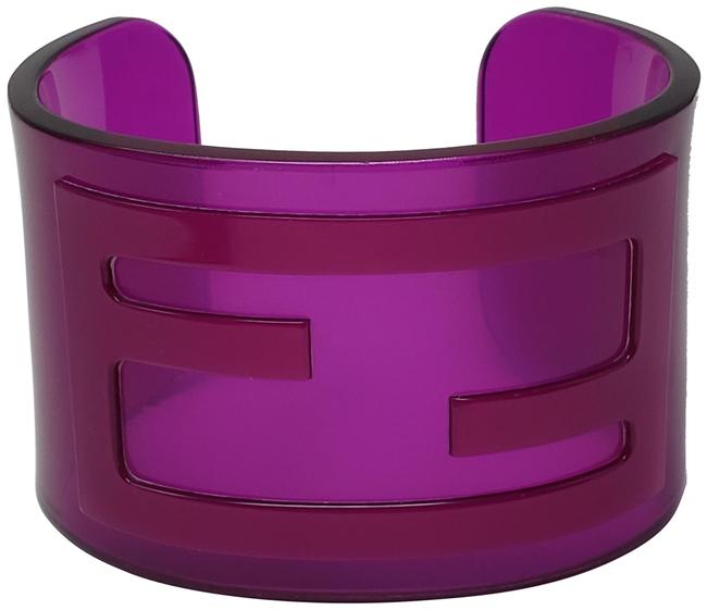Fendi Purple Resin Zucca Logo Wide Cuff Bracelet