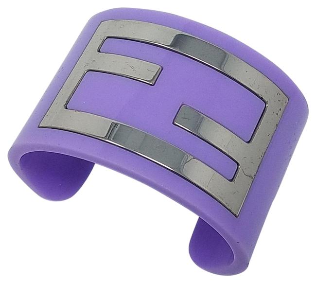 Fendi Silver Silver tone Zucca Wide Cuff Bracelet