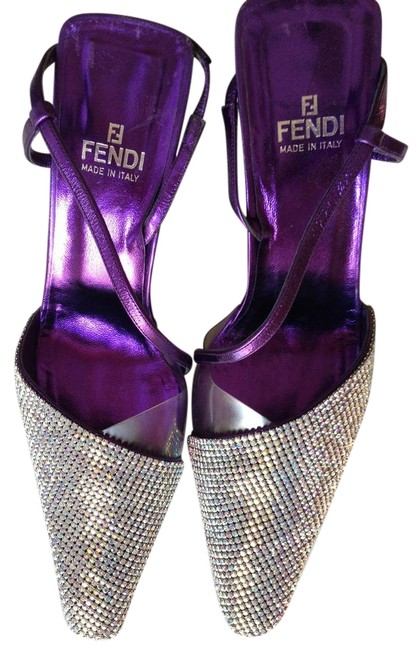 Fendi Purple Slingback Pointed Toe Pumps 