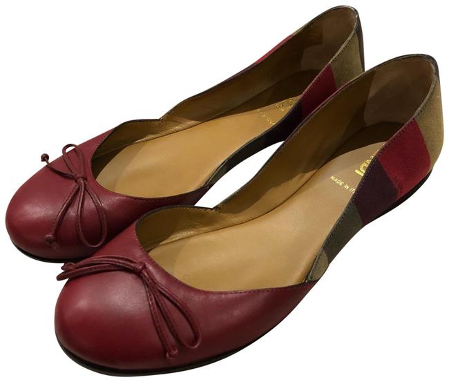 Fendi Red and Multicolored Pequin Flats 