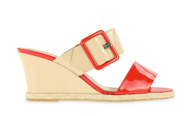 Fendi Red Colorblock Patent Wedges 