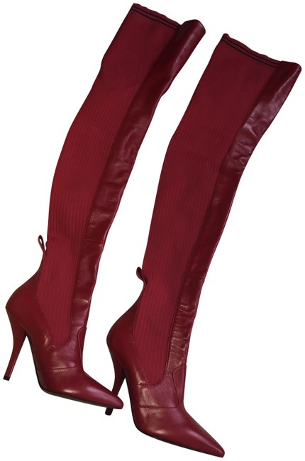 Fendi Red Leather Cuissard Boots Booties 