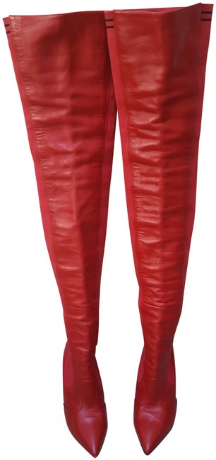 Fendi Red Rockoko Boots Booties Narrow Aa, N