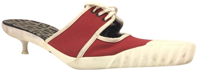 Fendi Red Sneaker Mules Slides 