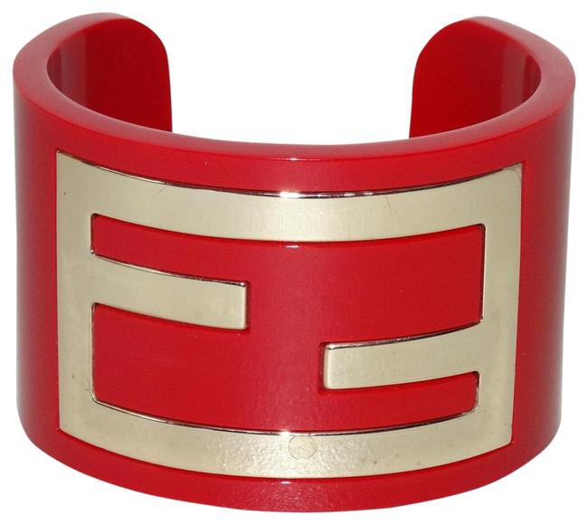 Fendi Red Zucca Cuff Bangle Vintage Bracelet
