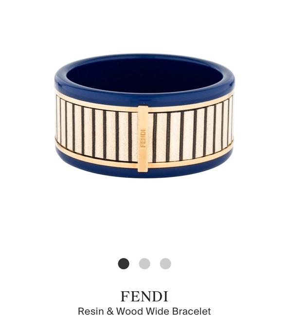 Fendi Resin and Striped Wood Wide Bracelet