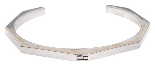 Fendi Silver Baguette Tone Open Cuff Bracelet