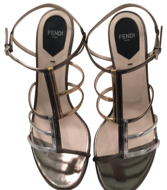 Fendi Silver Pewter and Gold Metallic 1 2 Formal Shoes 