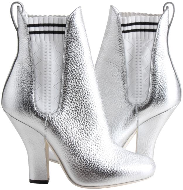 Fendi Silver Sock Detail Chelsea Boots Booties 