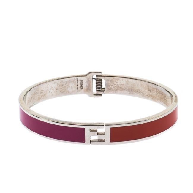 Fendi Silver The Fendista Bicolor Enamel Tone Bracelet