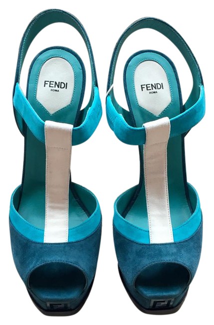 Fendi Tri color T strap Sandals Platforms 