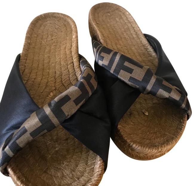 Fendi Twisted Satin Espadrille Slide Sandals 