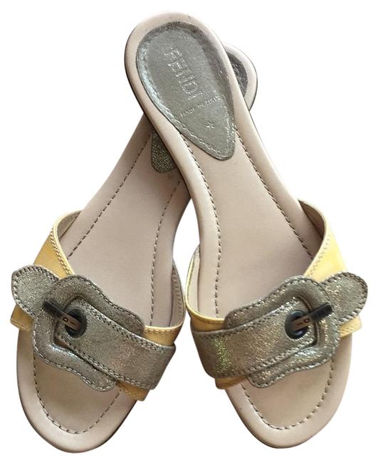 Fendi Vintage Gold Flat Sandals 