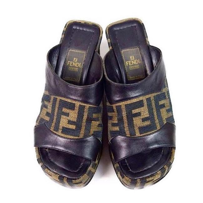 Fendi Vintage Zucca Ff Sandals Wedges 