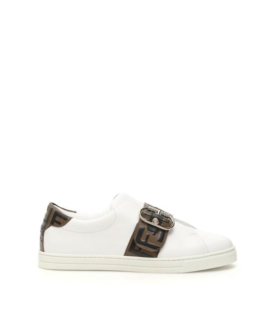 Fendi White Brown Cr New Ff 5 Sneakers 