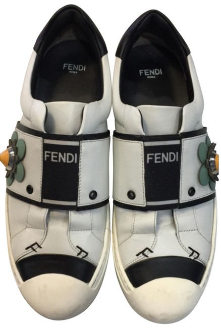 Fendi White Flowerland Leather Sneakers 