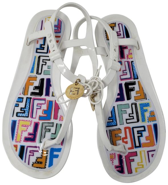 Fendi White Jelly Zucca Print Sandals 