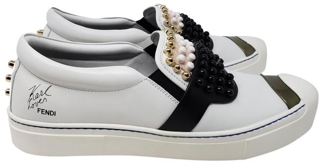 Fendi White Karlito Slip on Sneakers 