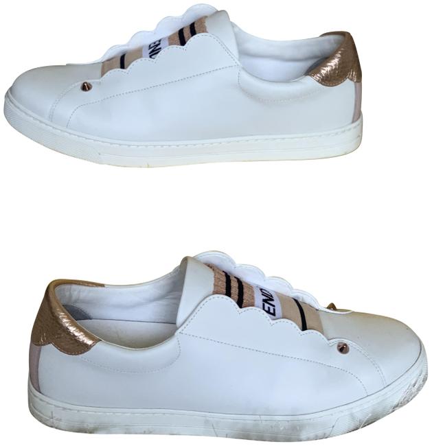 Fendi White Rockoko Leather Skate Sneakers 