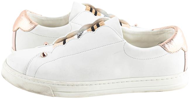Fendi White Rockoko Leather Slip on Sneakers 