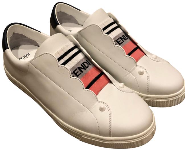 Fendi White Scalloped Skate Sneakers 