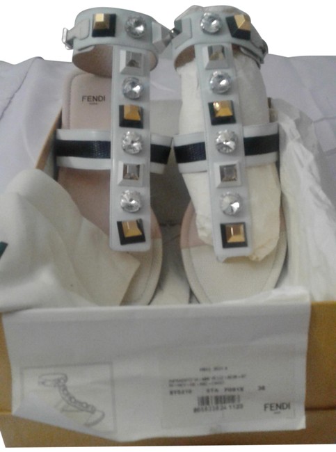 Fendi White Black Gladiator Sandals 