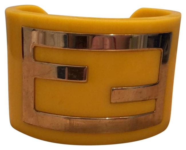 Fendi Yellow with Gold Logo Cuff Bracelet